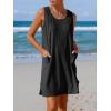 imageImily Bela Womens Summer Dresses Casual Beach Tank Eyelet Sleeveless Sundresses 2025 Loose Swimsuit Coverup with PocketsBlack