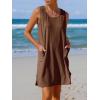imageImily Bela Womens Summer Dresses Casual Beach Tank Eyelet Sleeveless Sundresses 2025 Loose Swimsuit Coverup with PocketsBrown