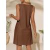 imageImily Bela Womens Summer Dresses Casual Beach Tank Eyelet Sleeveless Sundresses 2025 Loose Swimsuit Coverup with PocketsBrown