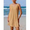 imageImily Bela Womens Summer Dresses Casual Beach Tank Eyelet Sleeveless Sundresses 2025 Loose Swimsuit Coverup with PocketsKhaki