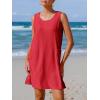 imageImily Bela Womens Summer Dresses Casual Beach Tank Eyelet Sleeveless Sundresses 2025 Loose Swimsuit Coverup with PocketsRed