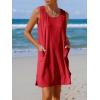 imageImily Bela Womens Summer Dresses Casual Beach Tank Eyelet Sleeveless Sundresses 2025 Loose Swimsuit Coverup with PocketsRed