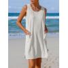 imageImily Bela Womens Summer Dresses Casual Beach Tank Eyelet Sleeveless Sundresses 2025 Loose Swimsuit Coverup with PocketsWhite