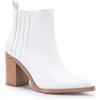 imageImily Bela Womens Ankle Boots Pointed Toe Chunky Stacked Mid Heeled Faux Suede Leather BootiesWhite