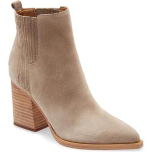 imageImily Bela Womens Ankle Boots Pointed Toe Chunky Stacked Mid Heeled Faux Suede Leather BootiesNude