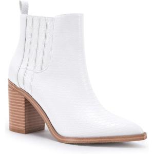 imageImily Bela Womens Ankle Boots Pointed Toe Chunky Stacked Mid Heeled Faux Suede Leather BootiesWhite