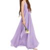 imageImily Bela Girls ALine Halter Dress Junior Bridesmaid Flower Girl Flowy Chiffon Maxi Dresses Wedding Party Pageant GownLight Purple
