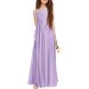 imageImily Bela Girls ALine Halter Dress Junior Bridesmaid Flower Girl Flowy Chiffon Maxi Dresses Wedding Party Pageant GownLight Purple