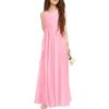 imageImily Bela Girls ALine Halter Dress Junior Bridesmaid Flower Girl Flowy Chiffon Maxi Dresses Wedding Party Pageant GownPink