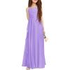 imageImily Bela Girls ALine Halter Dress Junior Bridesmaid Flower Girl Flowy Chiffon Maxi Dresses Wedding Party Pageant GownPurple