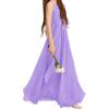 imageImily Bela Girls ALine Halter Dress Junior Bridesmaid Flower Girl Flowy Chiffon Maxi Dresses Wedding Party Pageant GownPurple
