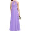 imageImily Bela Girls ALine Halter Dress Junior Bridesmaid Flower Girl Flowy Chiffon Maxi Dresses Wedding Party Pageant GownPurple