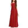 imageImily Bela Girls ALine Halter Dress Junior Bridesmaid Flower Girl Flowy Chiffon Maxi Dresses Wedding Party Pageant GownRed