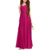 imageImily Bela Girls ALine Halter Dress Junior Bridesmaid Flower Girl Flowy Chiffon Maxi Dresses Wedding Party Pageant GownRose Red