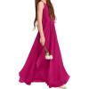 imageImily Bela Girls ALine Halter Dress Junior Bridesmaid Flower Girl Flowy Chiffon Maxi Dresses Wedding Party Pageant GownRose Red