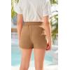 imageImily Bela Girls Shorts Kids Casual Summer Drawstring Elastic Waist Short Pants with PocketsBrown
