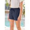 imageImily Bela Girls Shorts Kids Casual Summer Drawstring Elastic Waist Short Pants with PocketsNavy