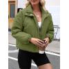 imageImily Bela Womens Cropped Puffer Jackets Long Sleeve Stand Collar Coats Quilted Zipper OuterwearArmy Green