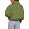 imageImily Bela Womens Cropped Puffer Jackets Long Sleeve Stand Collar Coats Quilted Zipper OuterwearArmy Green