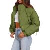 imageImily Bela Womens Cropped Puffer Jackets Long Sleeve Stand Collar Coats Quilted Zipper OuterwearArmy Green
