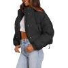 imageImily Bela Womens Cropped Puffer Jackets Long Sleeve Stand Collar Coats Quilted Zipper OuterwearBlack