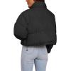 imageImily Bela Womens Cropped Puffer Jackets Long Sleeve Stand Collar Coats Quilted Zipper OuterwearBlack
