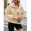 imageImily Bela Womens Cropped Puffer Jackets Long Sleeve Stand Collar Coats Quilted Zipper OuterwearKhaki