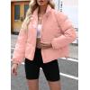 imageImily Bela Womens Cropped Puffer Jackets Long Sleeve Stand Collar Coats Quilted Zipper OuterwearPink