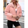 imageImily Bela Womens Cropped Puffer Jackets Long Sleeve Stand Collar Coats Quilted Zipper OuterwearPink