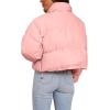 imageImily Bela Womens Cropped Puffer Jackets Long Sleeve Stand Collar Coats Quilted Zipper OuterwearPink