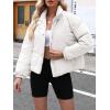 imageImily Bela Womens Cropped Puffer Jackets Long Sleeve Stand Collar Coats Quilted Zipper OuterwearWhite