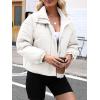 imageImily Bela Womens Cropped Puffer Jackets Long Sleeve Stand Collar Coats Quilted Zipper OuterwearWhite