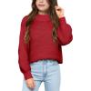 imageImily Bela Girls Mock Neck Pullover Sweaters Casual Long Sleeve Knit Jumper TopsRed