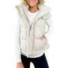 imageImily Bela Womens Quilted Puffer Vest Hooded Winter Casual Stand Collar Gilet With PocketsBeige