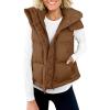 imageImily Bela Womens Quilted Puffer Vest Hooded Winter Casual Stand Collar Gilet With PocketsBrown