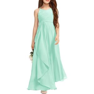 imageImily Bela Girls ALine Halter Dress Junior Bridesmaid Flower Girl Flowy Chiffon Maxi Dresses Wedding Party Pageant GownMint