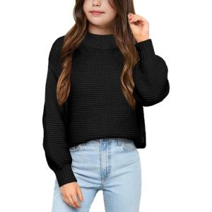 imageImily Bela Girls Mock Neck Pullover Sweaters Casual Long Sleeve Knit Jumper TopsBlack