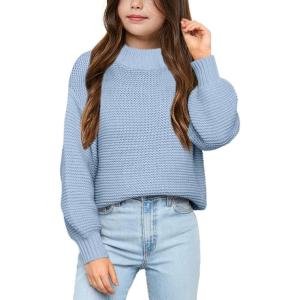 imageImily Bela Girls Mock Neck Pullover Sweaters Casual Long Sleeve Knit Jumper TopsBlue