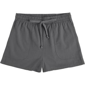 imageImily Bela Girls Shorts Kids Casual Summer Drawstring Elastic Waist Short Pants with PocketsDark Grey