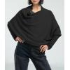 imageImily Bela Batwing Boat Neck Sweaters for Women Spring Long Sleeve Soft Knit Loose Baggy Pullover Jumper TopBlack
