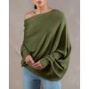 imageImily Bela Batwing Boat Neck Sweaters for Women Spring Long Sleeve Soft Knit Loose Baggy Pullover Jumper TopOlive Green