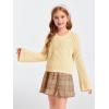 imageImily Bela Girls Bell Sleeve V Neck Knit Sweaters Kids Fashion Crop Pullover Sweater TopsBeige