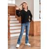 imageImily Bela Girls Bell Sleeve V Neck Knit Sweaters Kids Fashion Crop Pullover Sweater TopsBlack