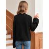 imageImily Bela Girls Bell Sleeve V Neck Knit Sweaters Kids Fashion Crop Pullover Sweater TopsBlack