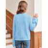 imageImily Bela Girls Bell Sleeve V Neck Knit Sweaters Kids Fashion Crop Pullover Sweater TopsBlue