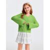 imageImily Bela Girls Bell Sleeve V Neck Knit Sweaters Kids Fashion Crop Pullover Sweater TopsGrass Green