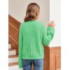 imageImily Bela Girls Bell Sleeve V Neck Knit Sweaters Kids Fashion Crop Pullover Sweater TopsGreen