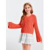 imageImily Bela Girls Bell Sleeve V Neck Knit Sweaters Kids Fashion Crop Pullover Sweater TopsOrange