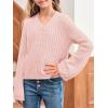 imageImily Bela Girls Bell Sleeve V Neck Knit Sweaters Kids Fashion Crop Pullover Sweater TopsPink