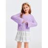 imageImily Bela Girls Bell Sleeve V Neck Knit Sweaters Kids Fashion Crop Pullover Sweater TopsPurple